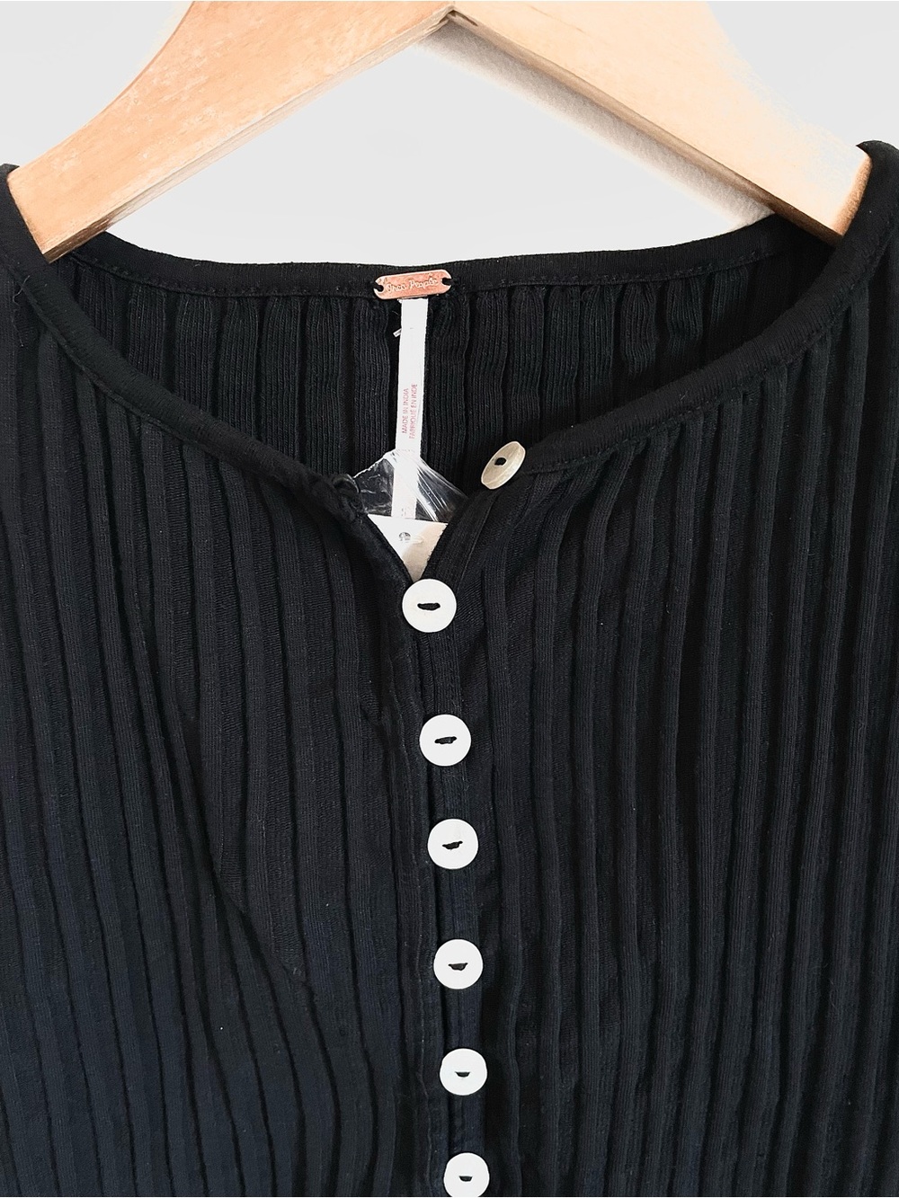 Free People Black Ribbed Button-Front Tank - Picture 13 of 15